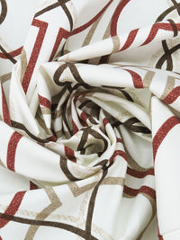 Sand Dollar/Iron Gray/Rust Red/Espresso 100% Cotton Overlapping Lattice Print Twill Canvas 55W