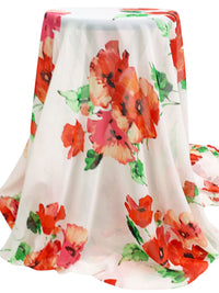 White/Fire Opal/Candy Pink/Multi 100% Polyester Floral Print Chiffon - Famous Dress Designer - 57W