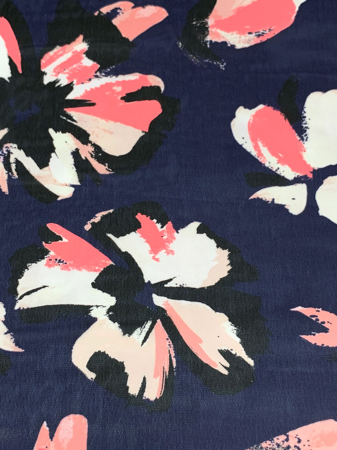 Navy/Light Coral/Black 100% Polyester Floral Print Chiffon - Famous Dress Designer - 56W
