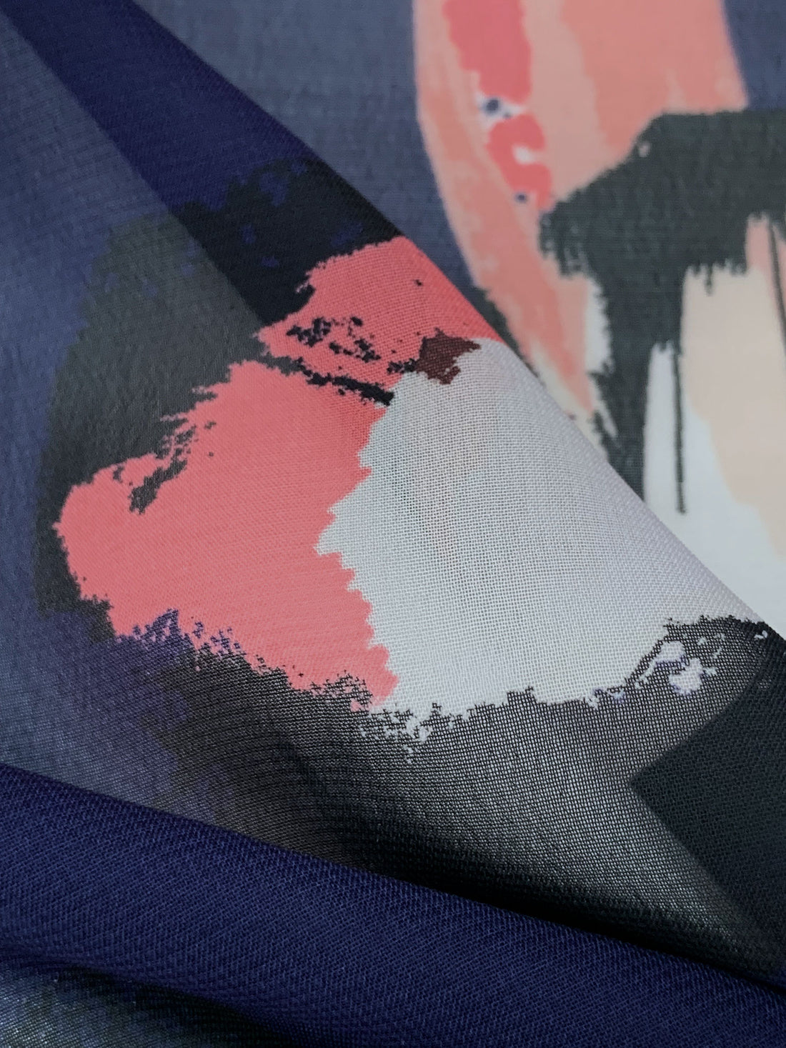 Navy/Light Coral/Black 100% Polyester Floral Print Chiffon - Famous Dress Designer - 56W