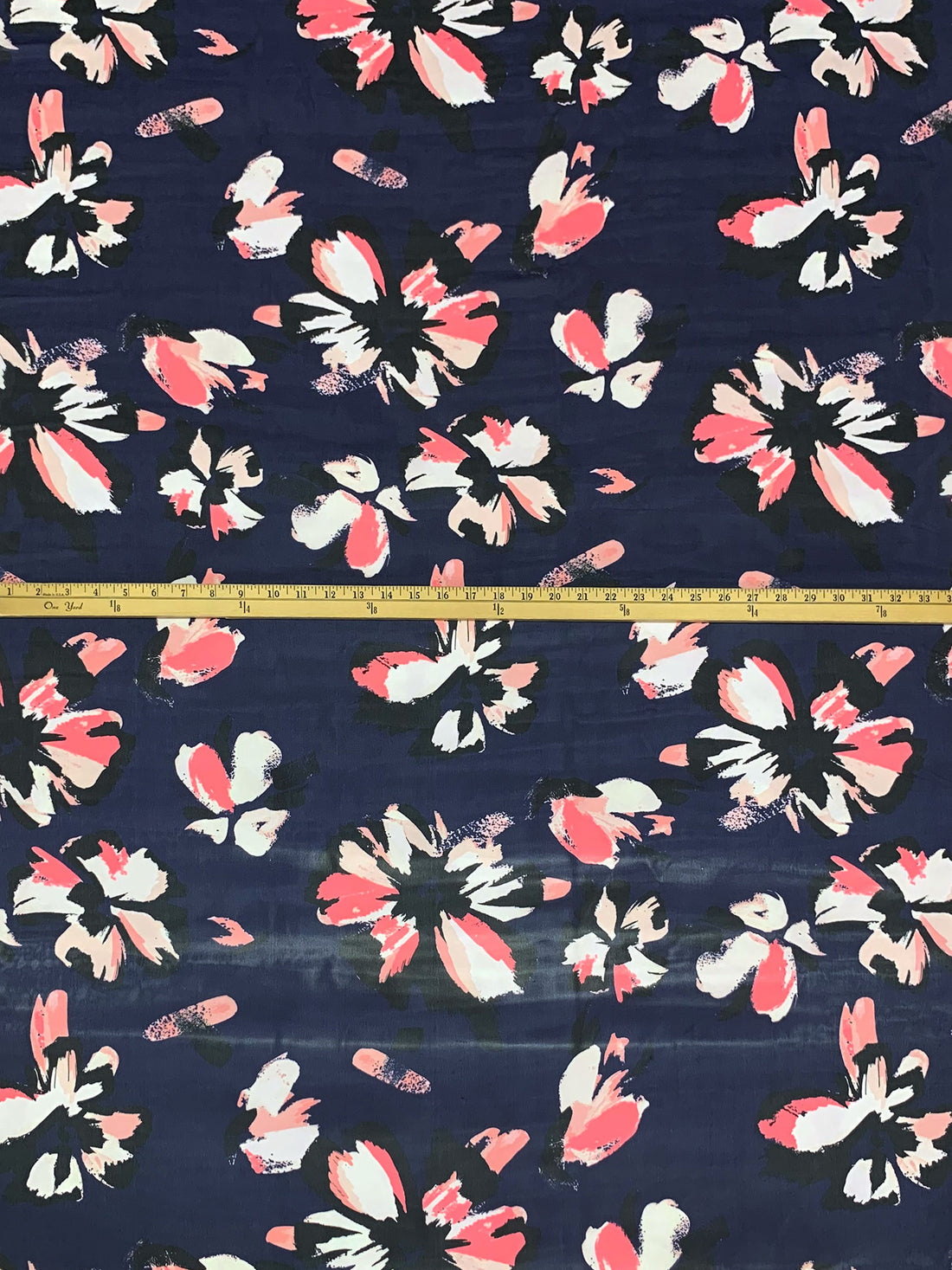 Navy/Light Coral/Black 100% Polyester Floral Print Chiffon - Famous Dress Designer - 56W