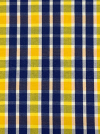 Yellow/Dark Royal Blue/White 100% Cotton Yarn-Dyed Plaid Shirting 57W