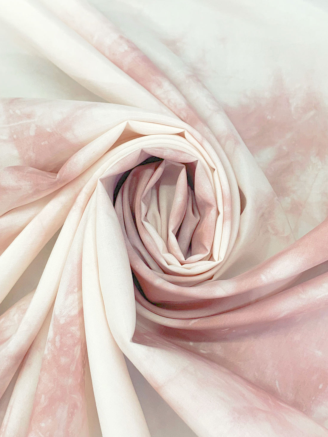 Dusty Salmon Rose/Off-White Rayon/Silk Tie-Dye Lawn - Imported From Japan By NY Designer - 44W