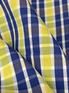 Yellow/Dark Royal Blue/White 100% Cotton Yarn-Dyed Plaid Shirting 57W