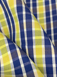 Yellow/Dark Royal Blue/White 100% Cotton Yarn-Dyed Plaid Shirting 57W