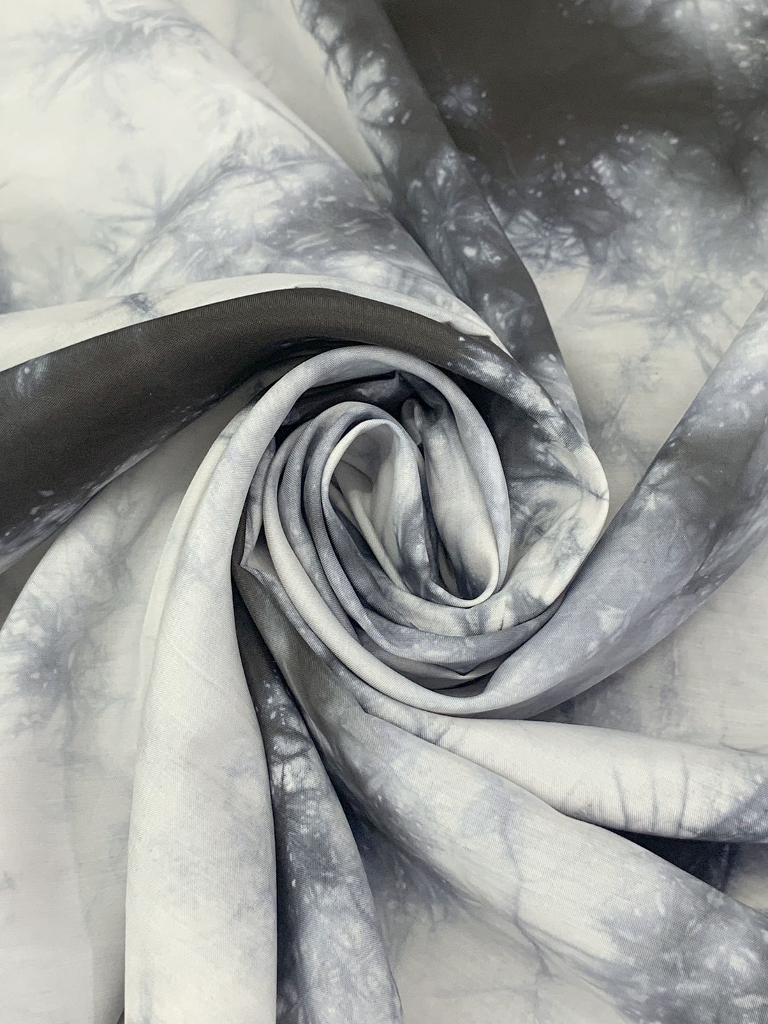 Dark Taupe/Slate Blue/Off-White Rayon/Silk Tie-Dye Lawn - Imported From Japan By NY Designer - 44W