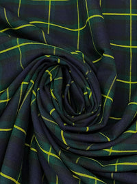 Navy Blue/Dark Jungle Green/Lemon 100% Cotton Tartan Plaid Shirting 60W