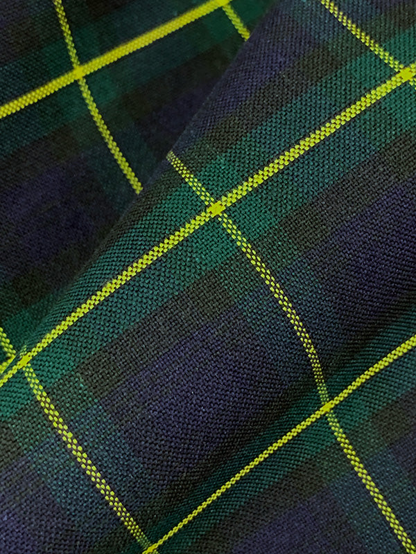 Navy Blue/Dark Jungle Green/Lemon 100% Cotton Tartan Plaid Shirting 60W