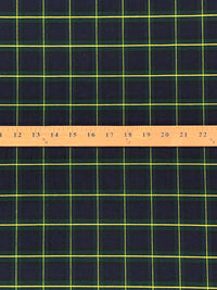 Navy Blue/Dark Jungle Green/Lemon 100% Cotton Tartan Plaid Shirting 60W