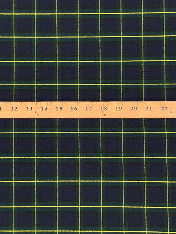 Navy Blue/Dark Jungle Green/Lemon 100% Cotton Tartan Plaid Shirting 60W