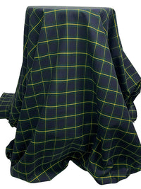 Navy Blue/Dark Jungle Green/Lemon 100% Cotton Tartan Plaid Shirting 60W