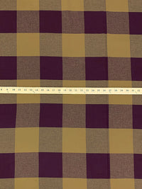 Deep Plum/Dark Tan 100% Cotton Yarn-Dyed Large Gingham Flannel Shirting - NY Designer - 56W