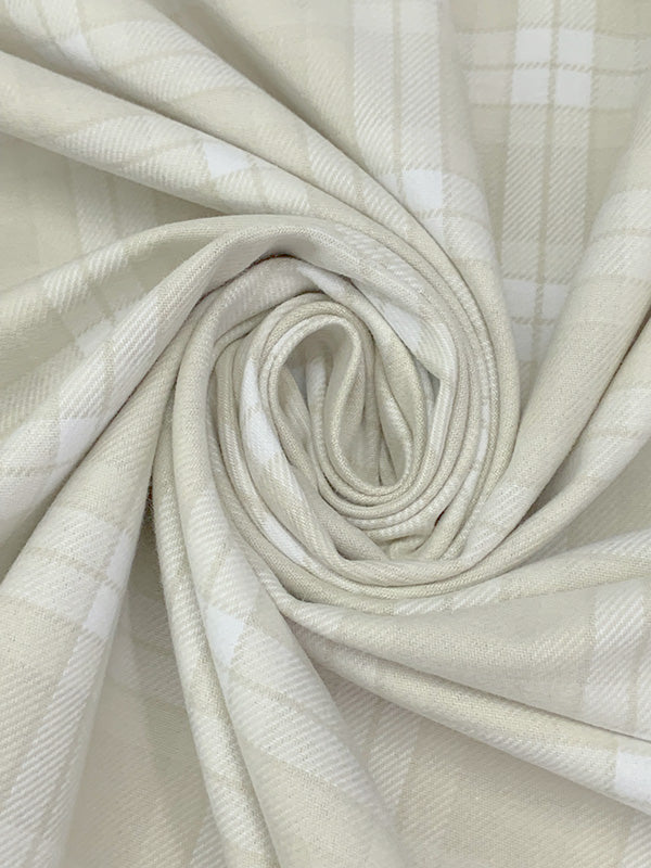 Earthen Cream/White/Dusty Vanilla 100% Cotton Yarn-Dyed Plaid Suiting - NY Designer - 58W