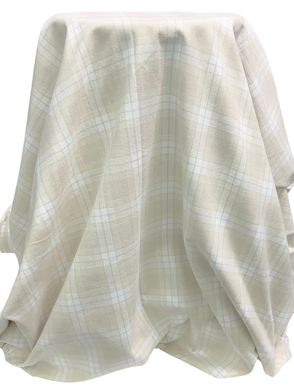 Earthen Cream/White/Dusty Vanilla 100% Cotton Yarn-Dyed Plaid Suiting - NY Designer - 58W