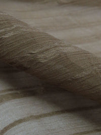 Weathered Oak Brown 100% Silk Vertical Stripe Weave Crinkle Chiffon 54W