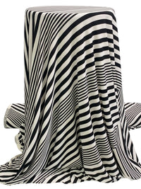 Off-White/Black Polyester/Lycra Large Multi-Chevron Print ITY Knit - NY Designer - 58W