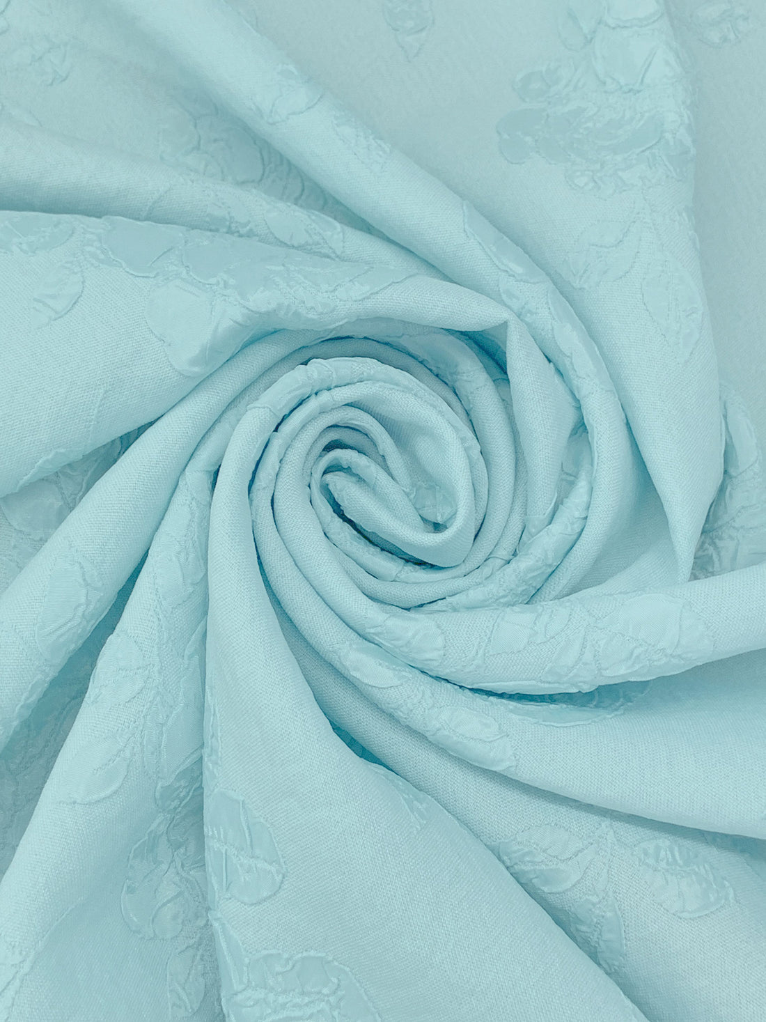 Powder Blue 100% Polyester Floral Design Matelasse - Famous Dress Designer - 54W