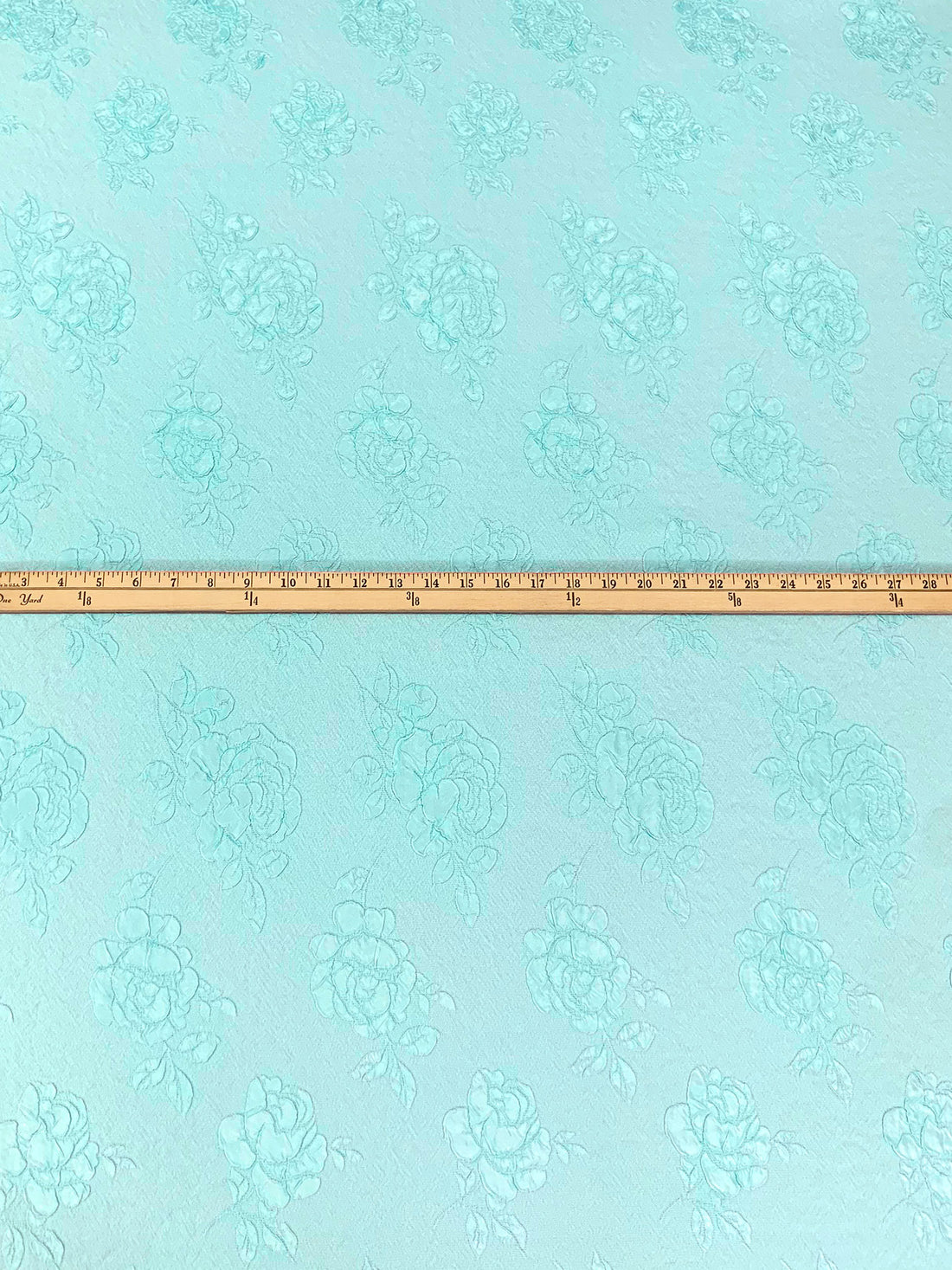 Powder Blue 100% Polyester Floral Design Matelasse - Famous Dress Designer - 54W