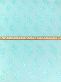 Powder Blue 100% Polyester Floral Design Matelasse - Famous Dress Designer - 54W