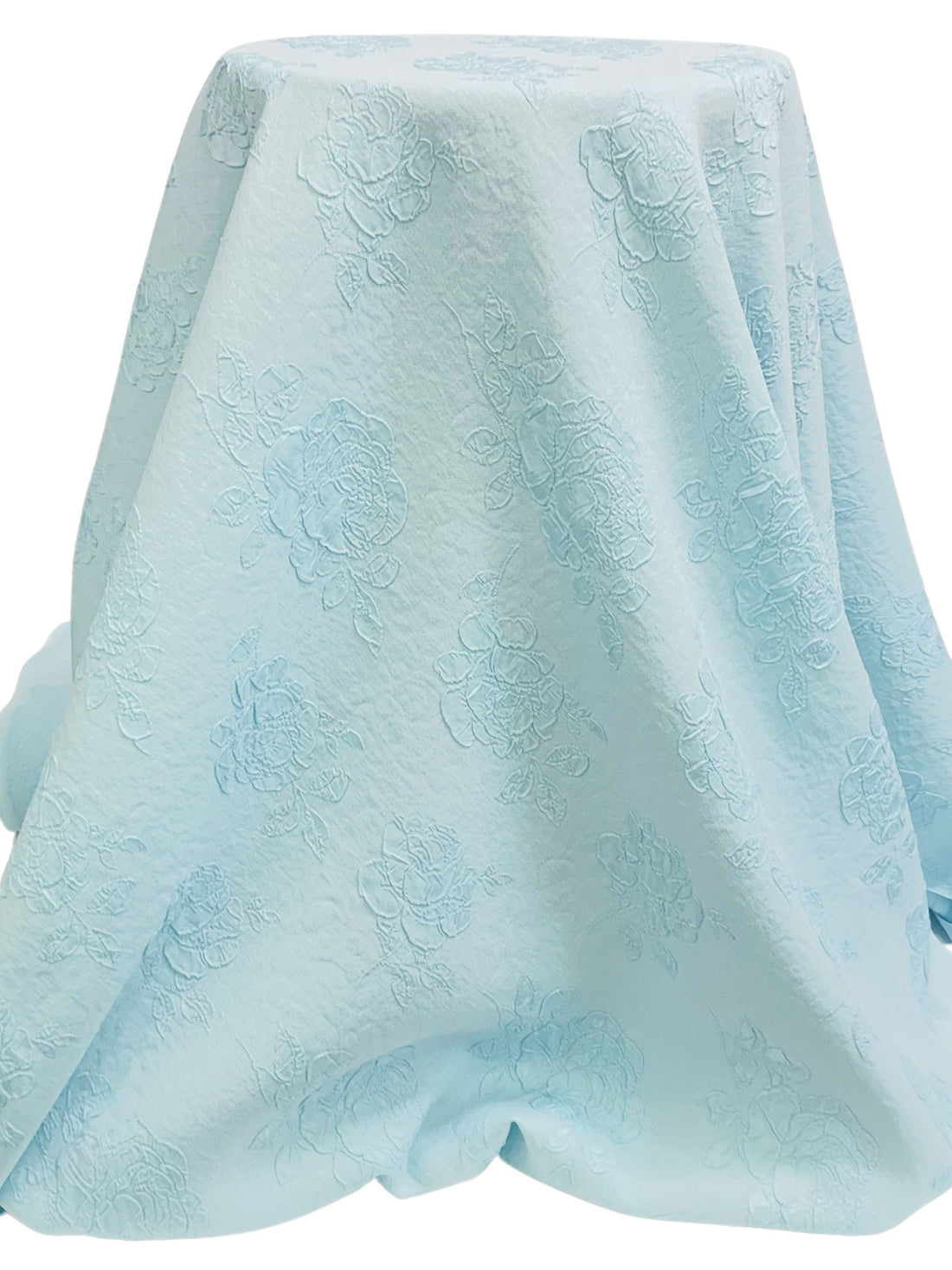 Powder Blue 100% Polyester Floral Design Matelasse - Famous Dress Designer - 54W