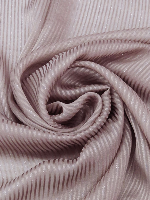 Muted Dusty Rose Pink Silk/Nylon Vertical Satin Stripe Burnout Chiffon 52W