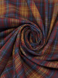 Camel/Garnet/Blazing Blue 100% Cotton Plaid Flannel 58W