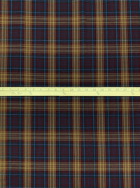 Camel/Garnet/Blazing Blue 100% Cotton Plaid Flannel 58W