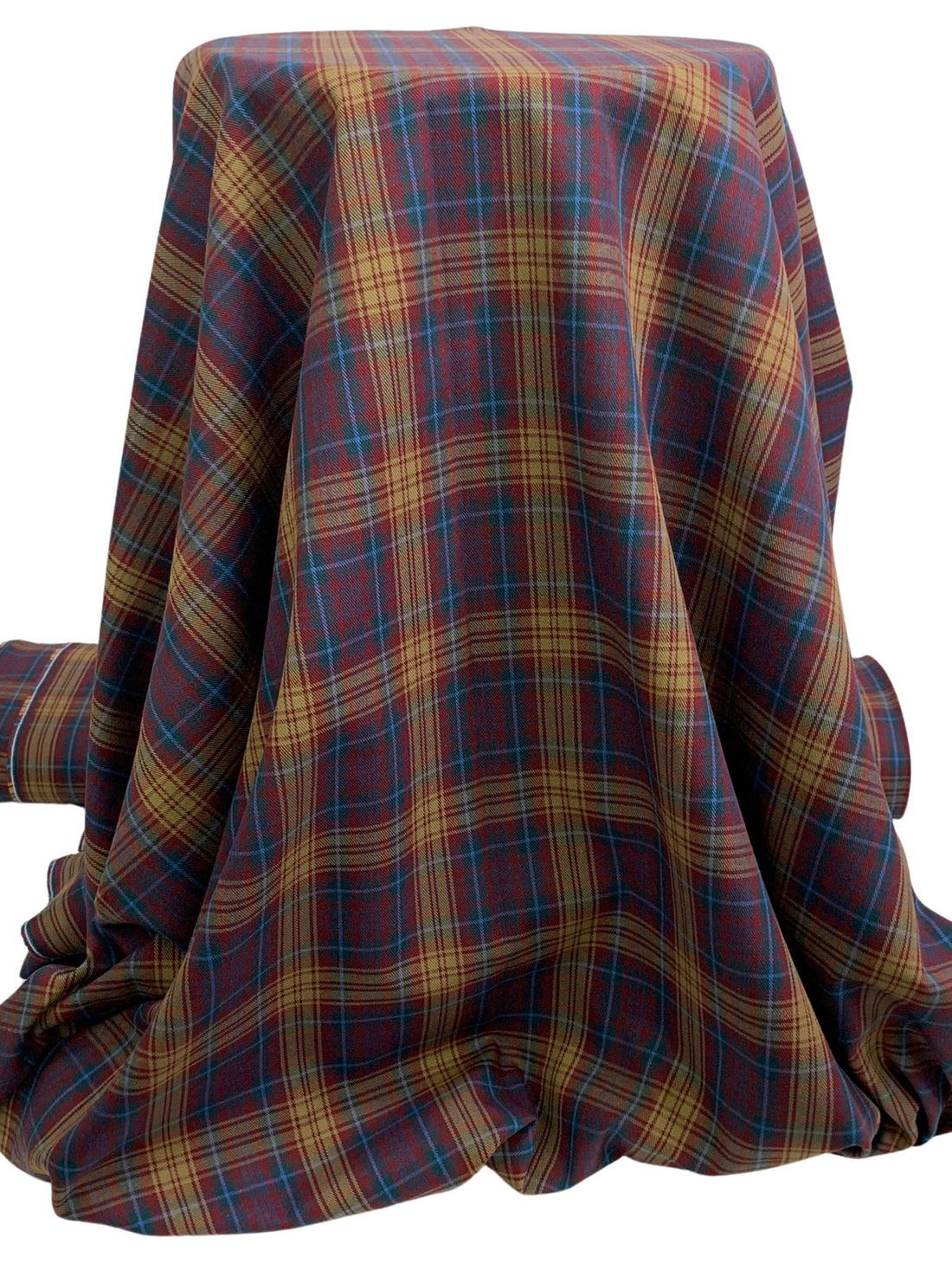 Camel/Garnet/Blazing Blue 100% Cotton Plaid Flannel 58W