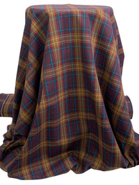 Camel/Garnet/Blazing Blue 100% Cotton Plaid Flannel 58W