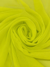 Citron Green 100% Silk Crinkle Chiffon 45W