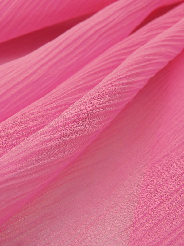 Lipstick Pink 100% Silk Crinkle Chiffon 44W