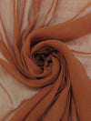 Burnt Sienna Brown 100% Silk Crinkle Chiffon 43W