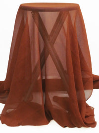 Burnt Sienna Brown 100% Silk Crinkle Chiffon 43W