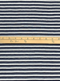 Independence Blue/Off-White/Dark Navy Polyester/Lycra Horizontal Yarn-Dyed Stripe Tissue Jersey Knit 65W
