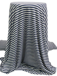 Independence Blue/Off-White/Dark Navy Polyester/Lycra Horizontal Yarn-Dyed Stripe Tissue Jersey Knit 65W