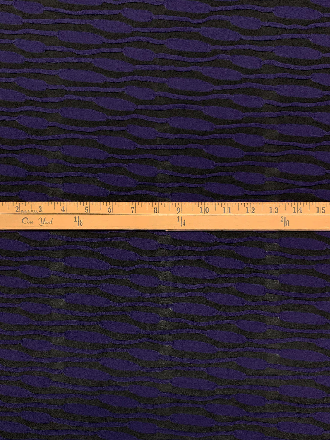 Concord Purple/Black Polyester/Lycra Horizontal Wavy Pleated Knit - Famous Dress Designer - 61W