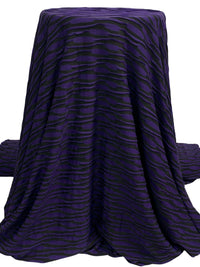 Concord Purple/Black Polyester/Lycra Horizontal Wavy Pleated Knit - Famous Dress Designer - 61W