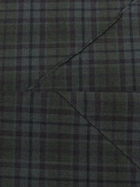 Dark Forest Green/Muted Black/Slate Gray/Multi 100% Cotton Check Plaid Pintucked Shirting 64W