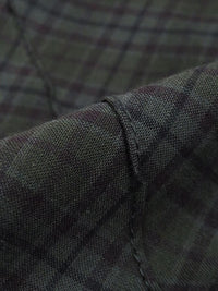 Dark Forest Green/Muted Black/Slate Gray/Multi 100% Cotton Check Plaid Pintucked Shirting 64W