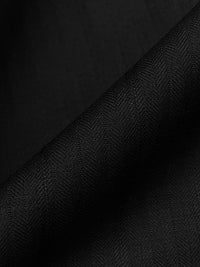 Black Wool/Polyester/Lycra Vertical Herringbone Stripe Stretch Suiting 58W