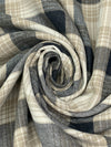 White Coffee/Dusty Tan/Black/Charcoal 100% Cotton Yarn-Dyed Plaid Flannel - NY Designer - 58W