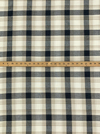 White Coffee/Dusty Tan/Black/Charcoal 100% Cotton Yarn-Dyed Plaid Flannel - NY Designer - 58W