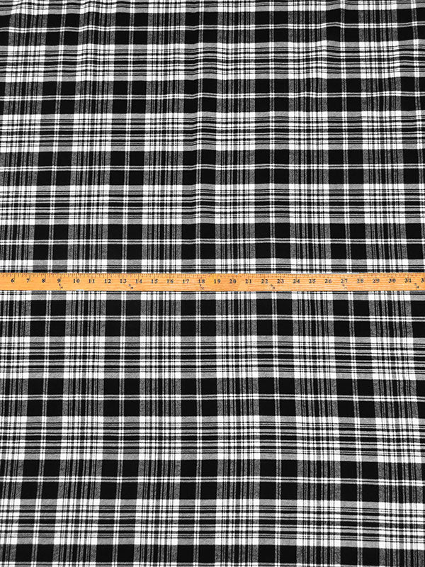 Black/White 100% Cotton Yarn-Dyed Plaid Flannel - NY Designer - 56W