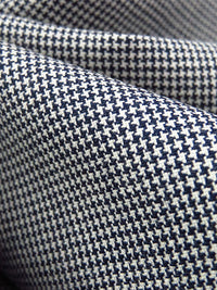 Navy Blue/Off-White 100% Wool Micro Houndstooth Suiting 60W