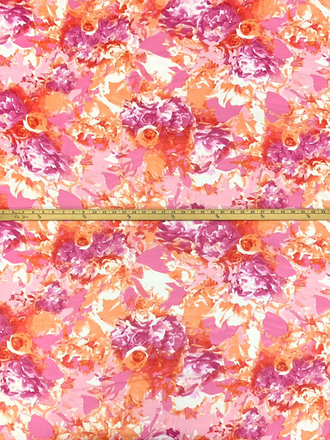 Brink Pink/Peach/Multi 100% Polyester Abstract Floral Print Chiffon - Famous Dress Designer - 56W