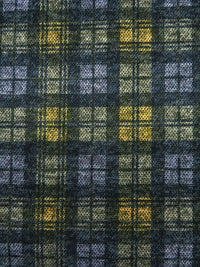 Stormy Black/Yellow Olive/Light Slate Gray Polyester/Rayon/Lycra Printed Plaid Sweater Double Knit