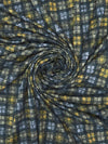 Stormy Black/Yellow Olive/Light Slate Gray Polyester/Rayon/Lycra Printed Plaid Sweater Double Knit