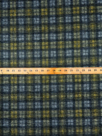 Stormy Black/Yellow Olive/Light Slate Gray Polyester/Rayon/Lycra Printed Plaid Sweater Double Knit