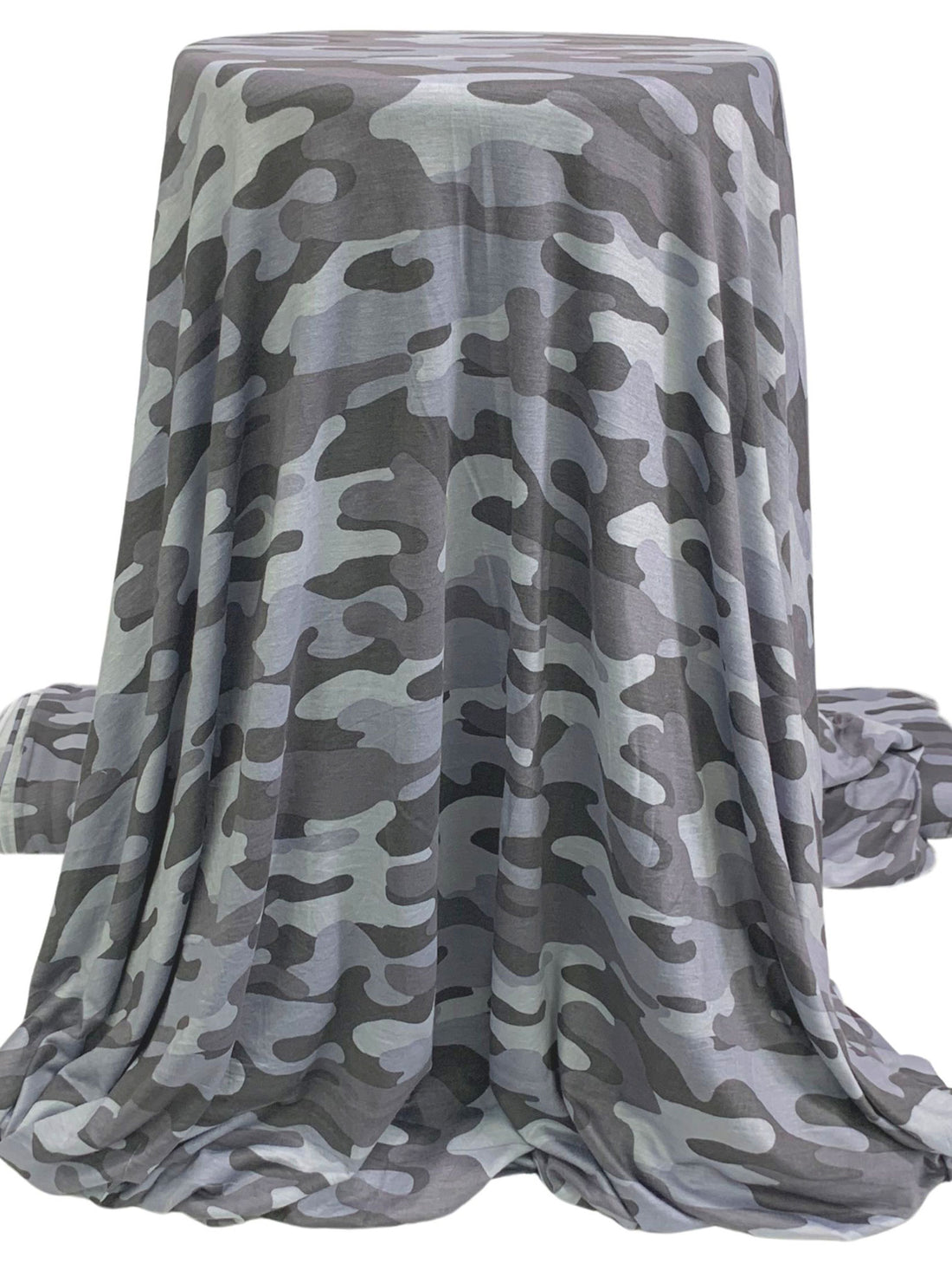 Cadet Blue/Dim Gray/Multi Rayon/Lycra Camouflage Print Jersey Knit 65W