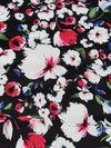 Black/Rose Red/White/Multi Cotton/Lycra Floral Print Stretch Sateen Bottom Weight - Famous Dress Designer - 56W